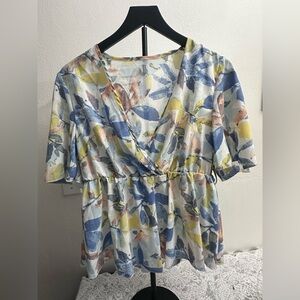NEW SHEIN Floral Wrap Peplum Top Large | Cottagecore Y2K Aesthetic Blouse